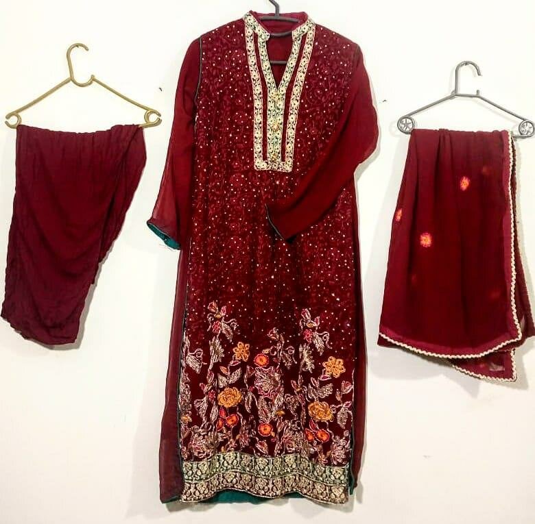 Maroon ready to wear dress