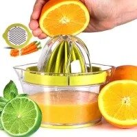 New imported 2 in 1 Orange Lemon Fruit Squeezer Cup Plastic Household Manual Citrus Juicer With Handle Pour Spout Kitchen Accessories Lemon Squeezer Orange Squeezer
