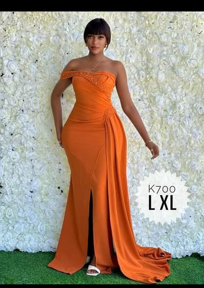 Women's long evening dress in orange