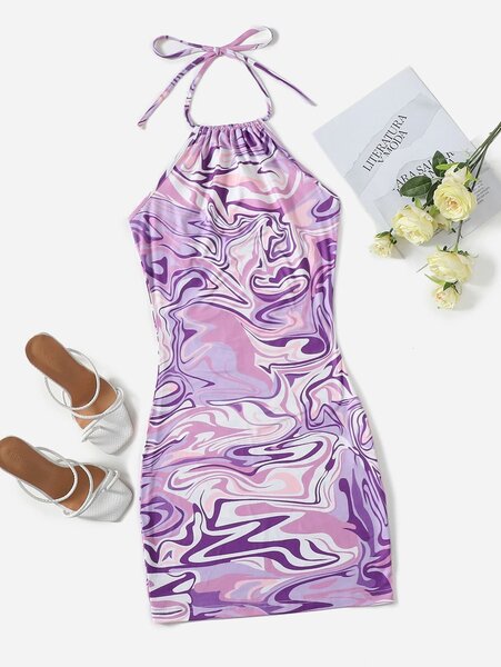 Robe Halter Imprimée Bohème