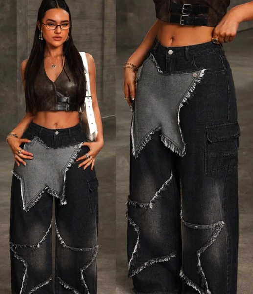 Jeans évasés étoile stylée