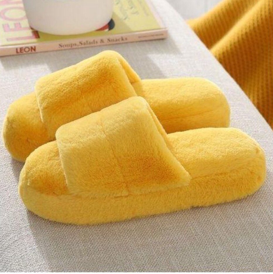 Winter Women Home Cotton Slippers New Korean Long Plush Open