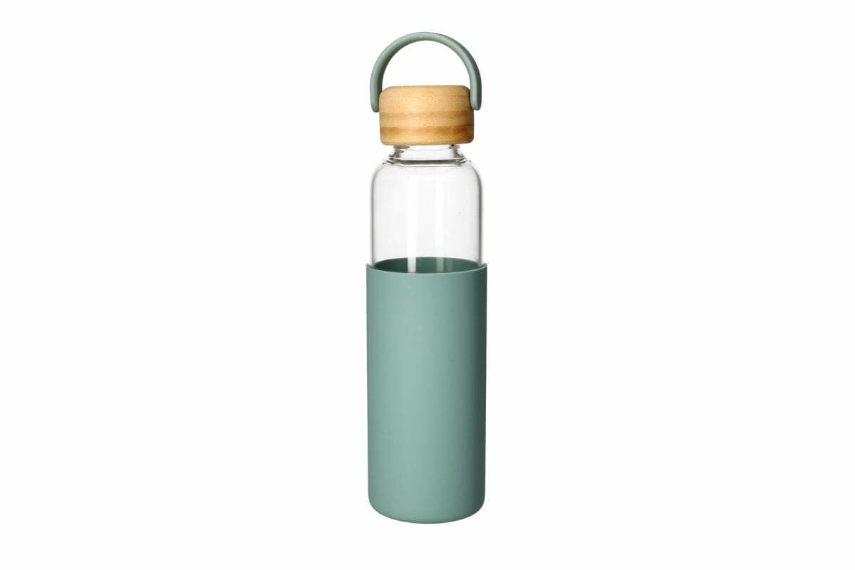 Borosilicate Bottle With Handle & Beach Wood Lid 550ml