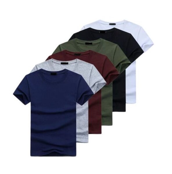 Casual Round Neck Short Sleeve T-Shirt - 6 Pieces - Multicol