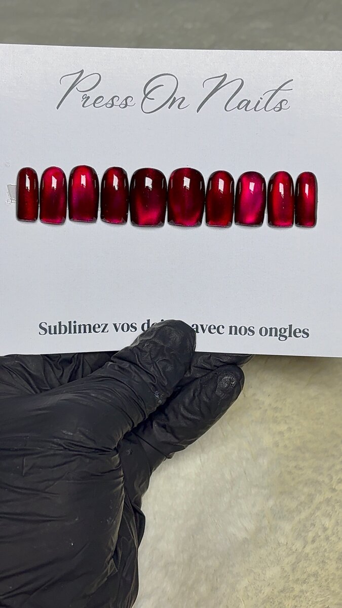 Ongles Press-On Rouge Élégant
