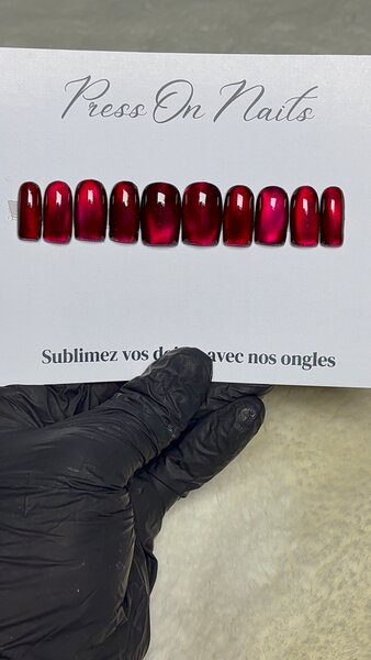Ongles Press-On Rouge Élégant