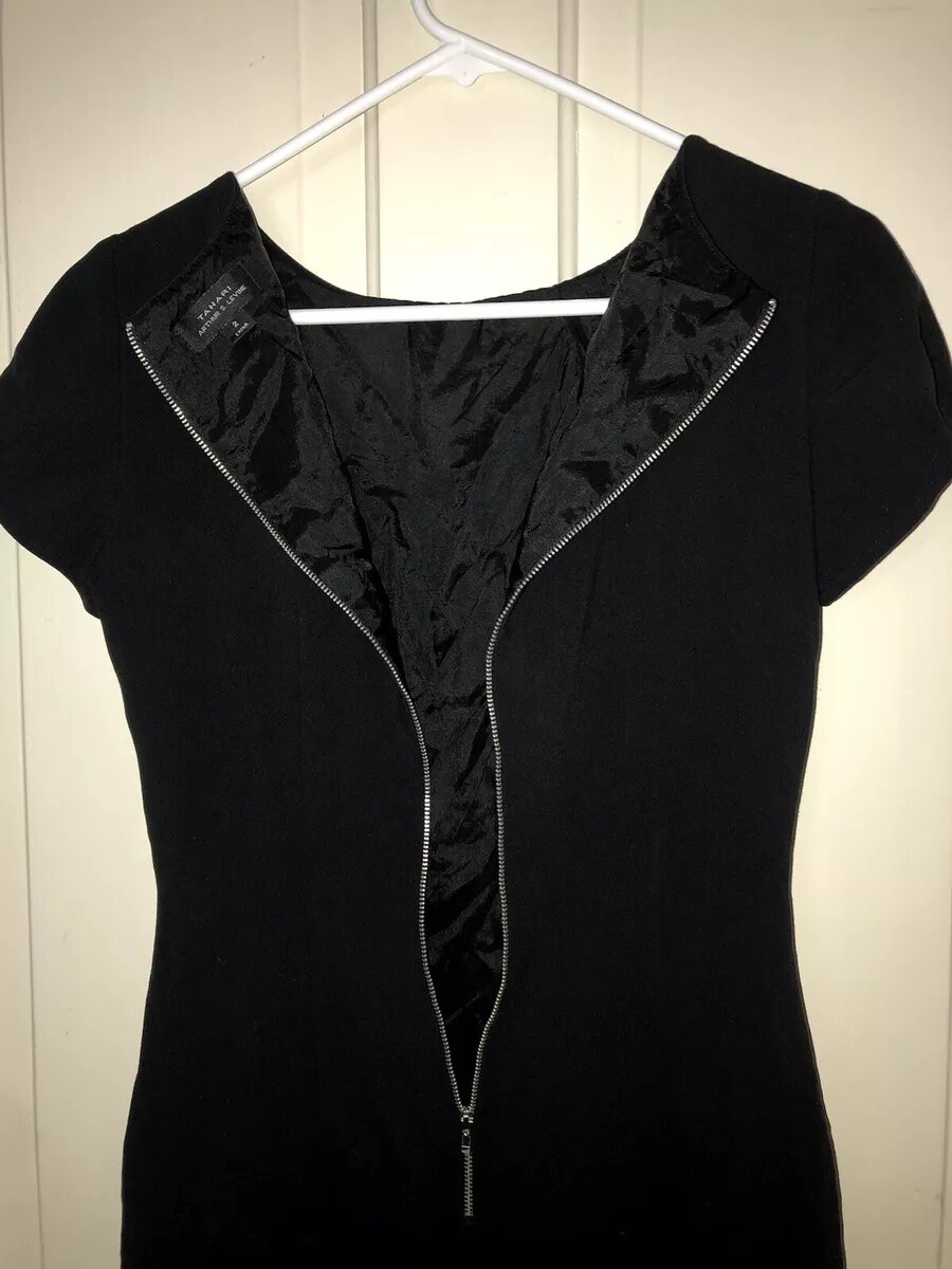 Tahari Arthur S Levine Zipper Detail Fitted Cap Sleeve Dress