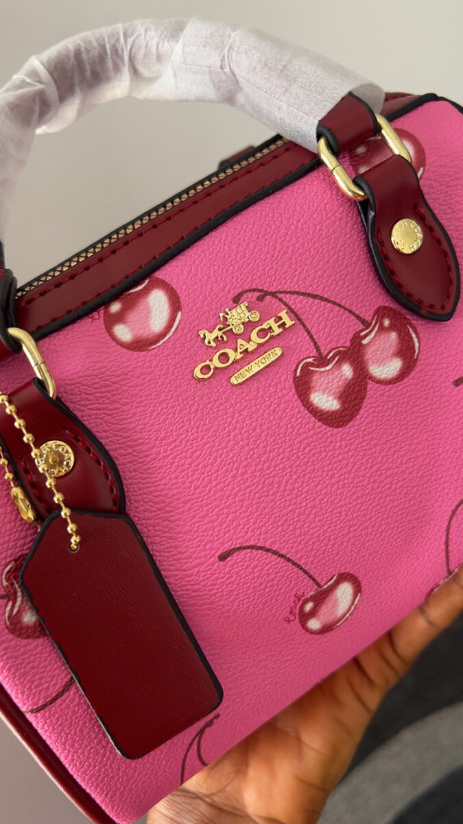 Sac à main cerises rose