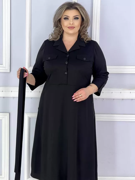 Платье осеннее из трикотажа черное