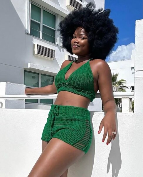 Ensemble tricoté vert chic