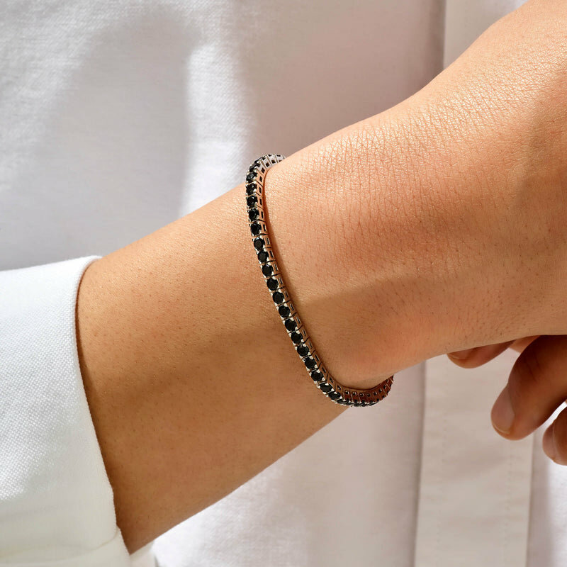 Diamond Tennis Bracelet in black silver - 4mm