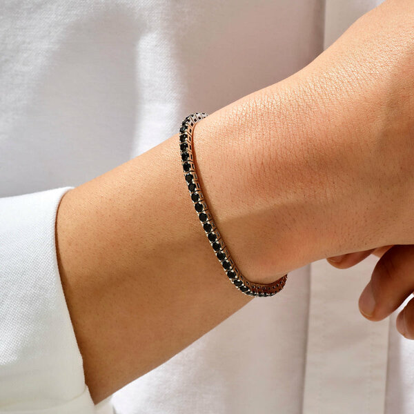 Diamond Tennis Bracelet in black silver - 4mm