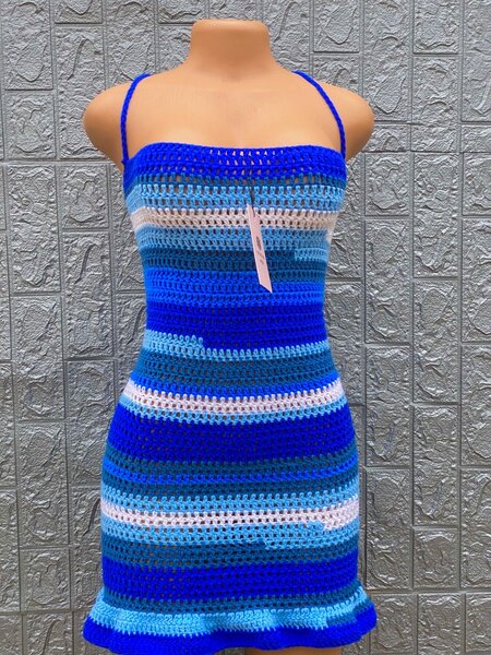 Robe en Crochet Bleu