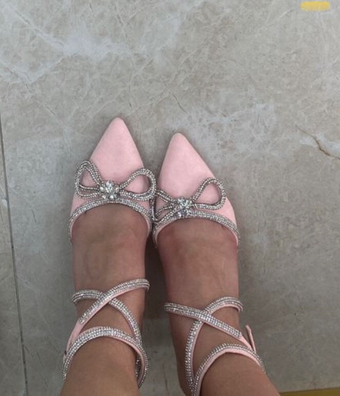 Бархатно-розовые туфли