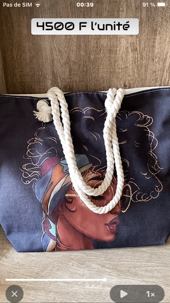 Sac cabas imprimé artistique