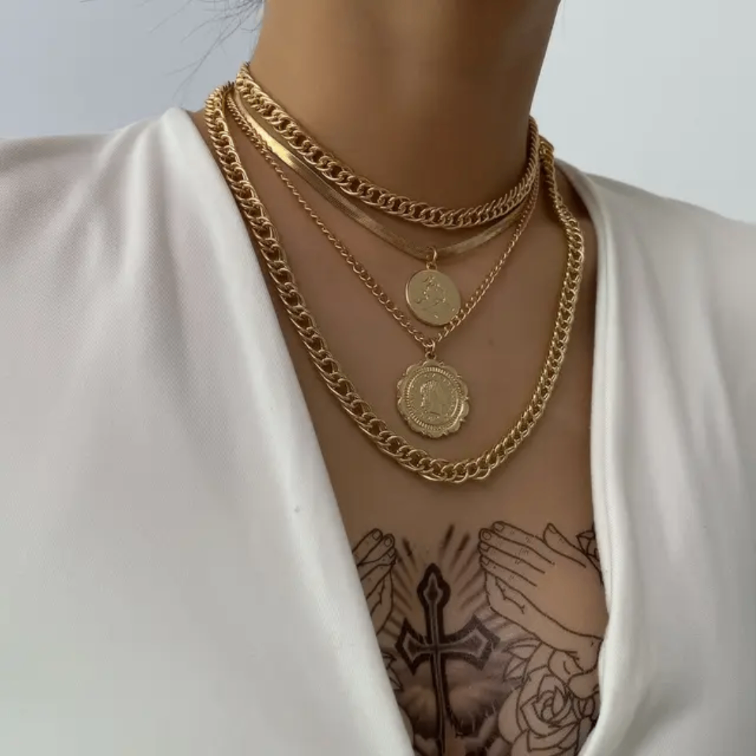 Collier Multirang Doré Élégant