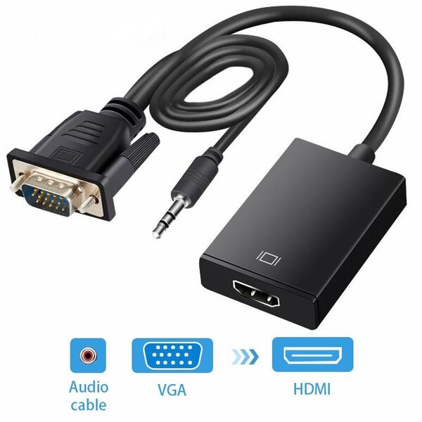 VGA Male To HDMI Female Output Audio TV AV HDTV Video Cable