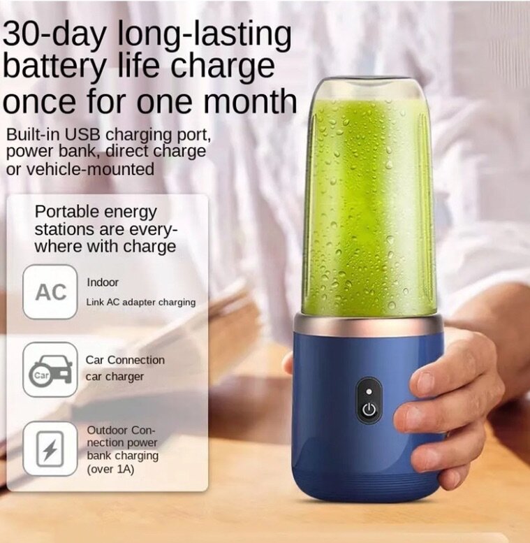 400ML PORTABLE RECHARGEABLE ELECTRIC BLENDER MACHINE WITH CO