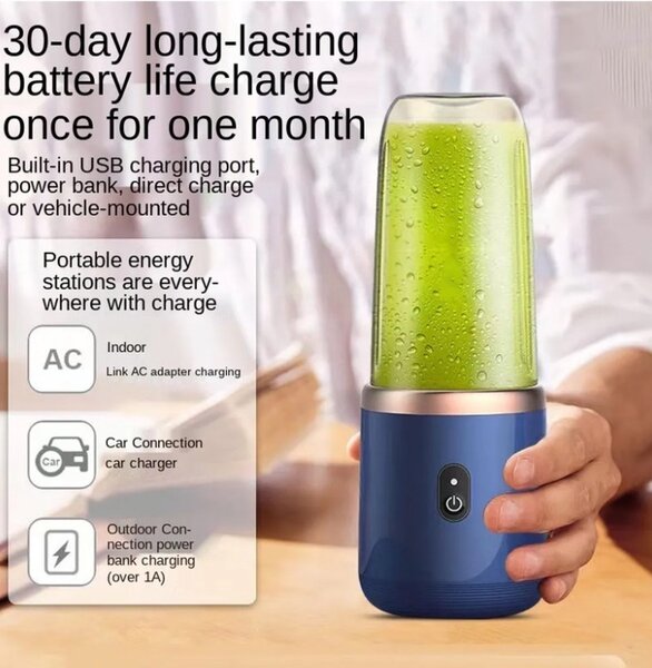 400ML PORTABLE RECHARGEABLE ELECTRIC BLENDER MACHINE WITH CO