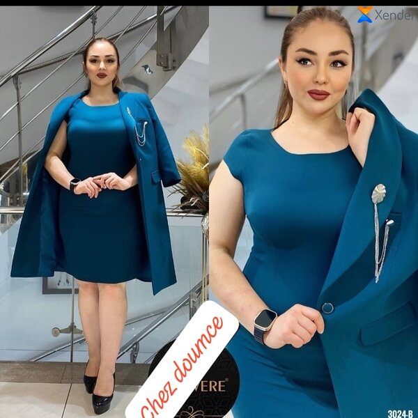 Robe Élegante Bleu Femme