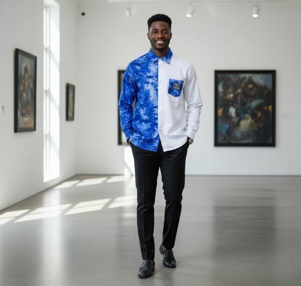 Chemise homme bleu et blanc