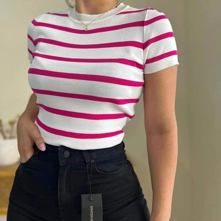 T-shirt rayé à manches courtes