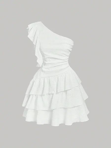 Robe Asymétrique à Volants