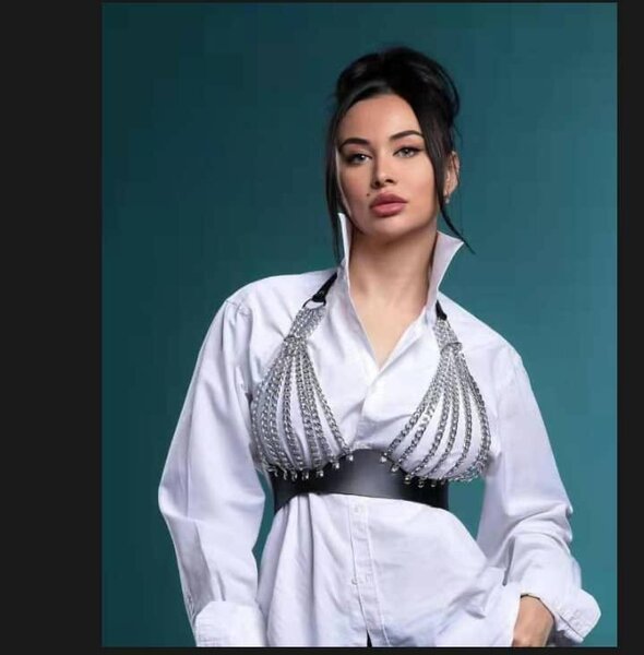 Leather & chain bralet