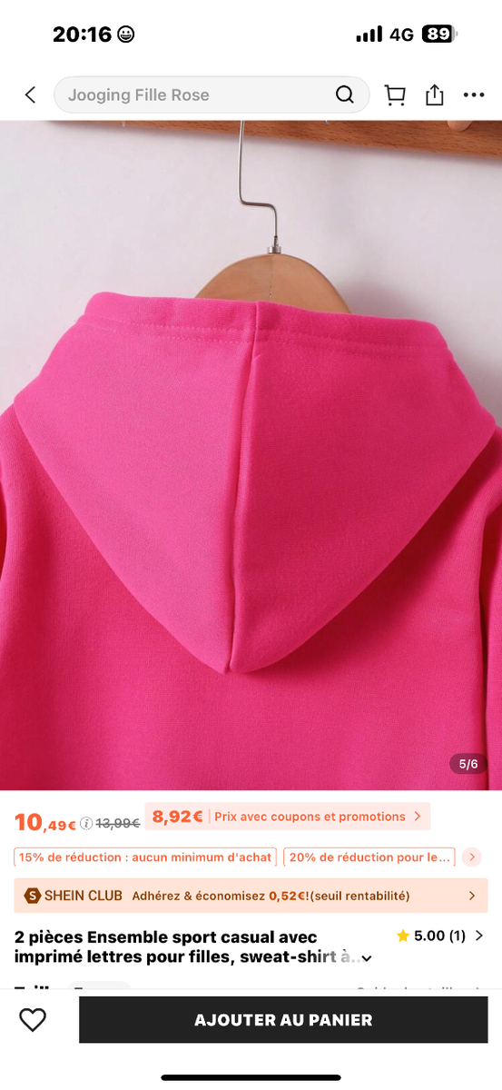 Ensemble fille rose papillon