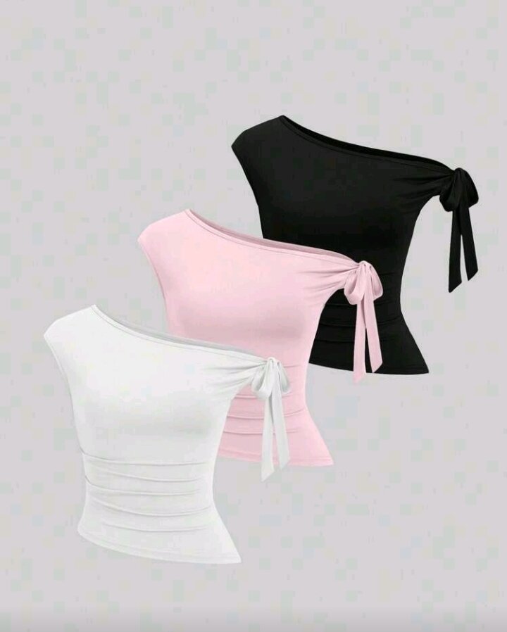 Top asymétrique à nœud femme