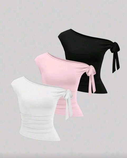 Top asymétrique à nœud femme