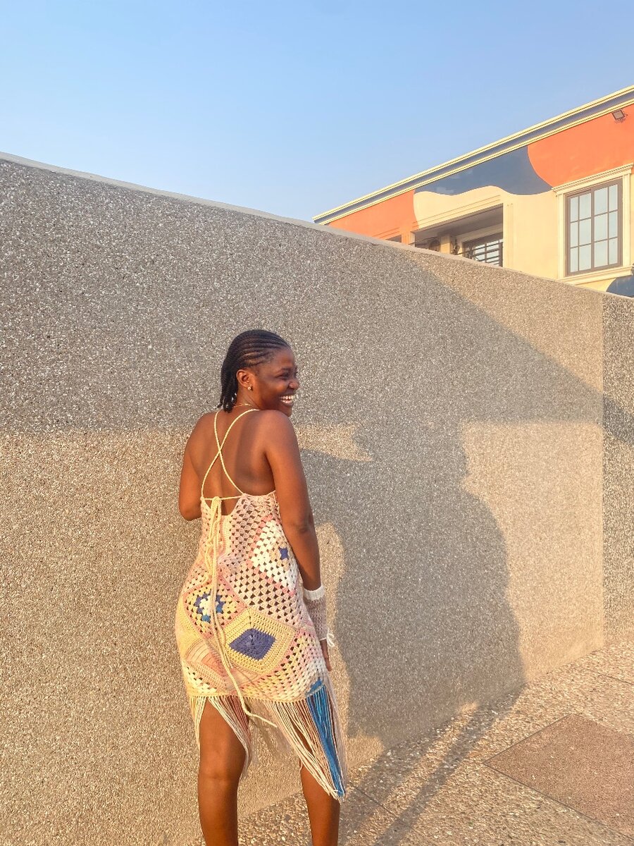 Anny Granny Square Dress with Hand Warmer