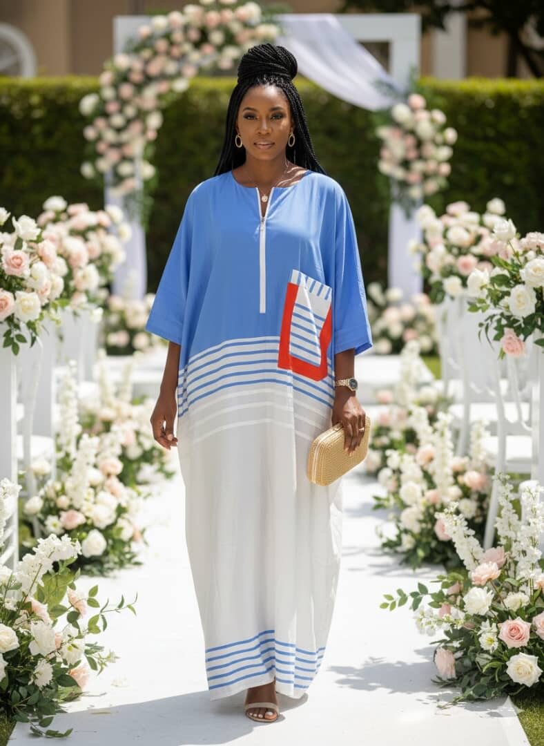 Robe Caftan Bleu Élégante
