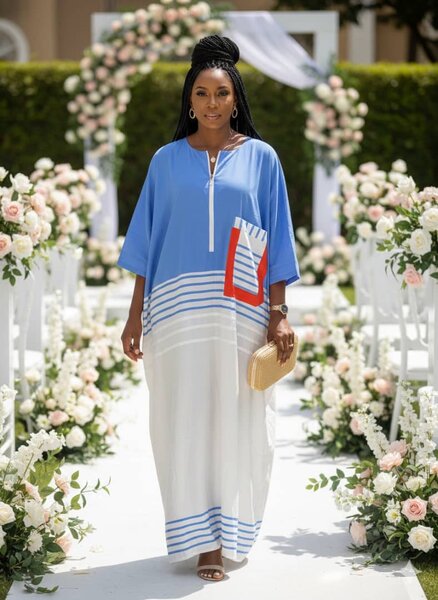 Robe Caftan Bleu Élégante