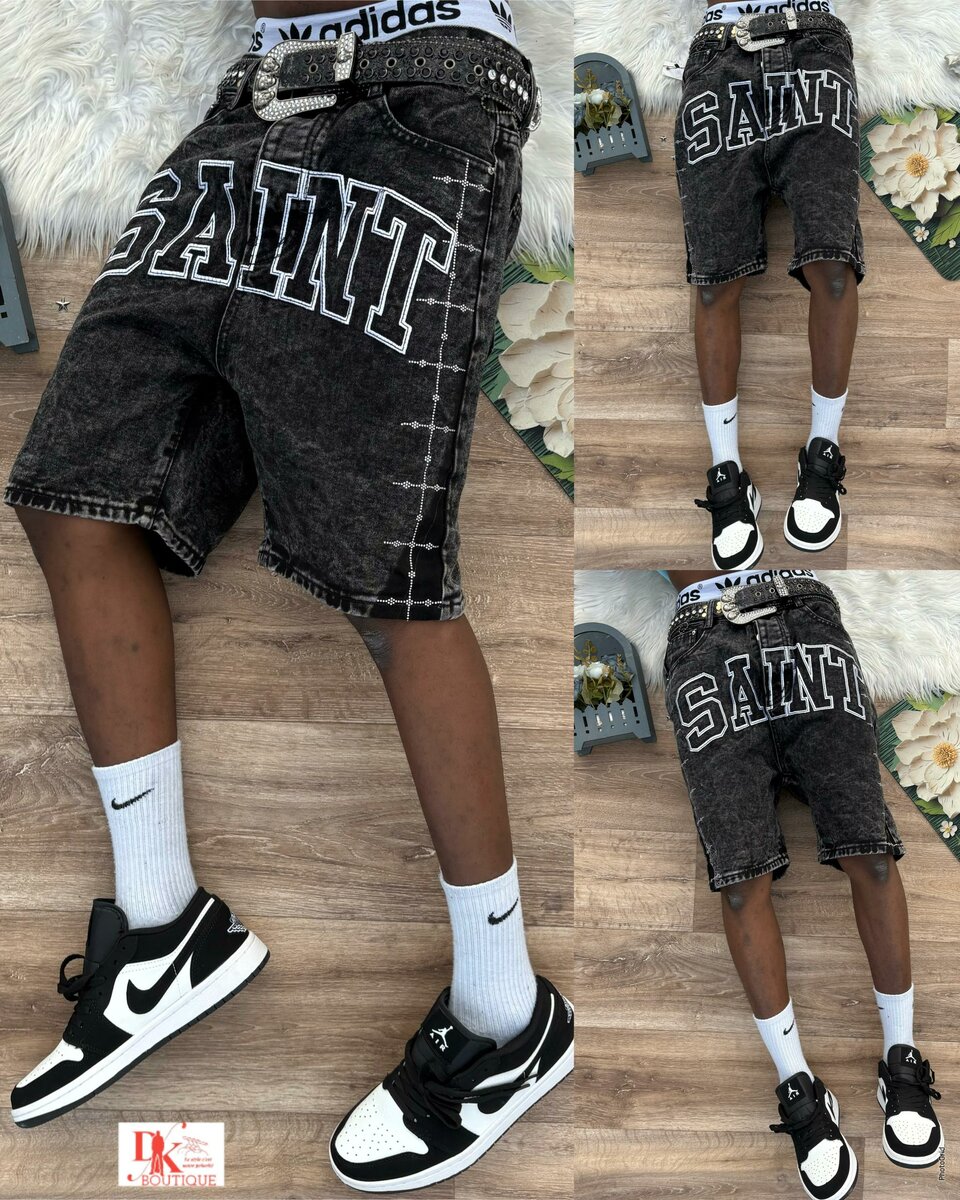 Shorts en jean graffiti homme