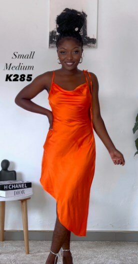 Orange dress, asymmetrical