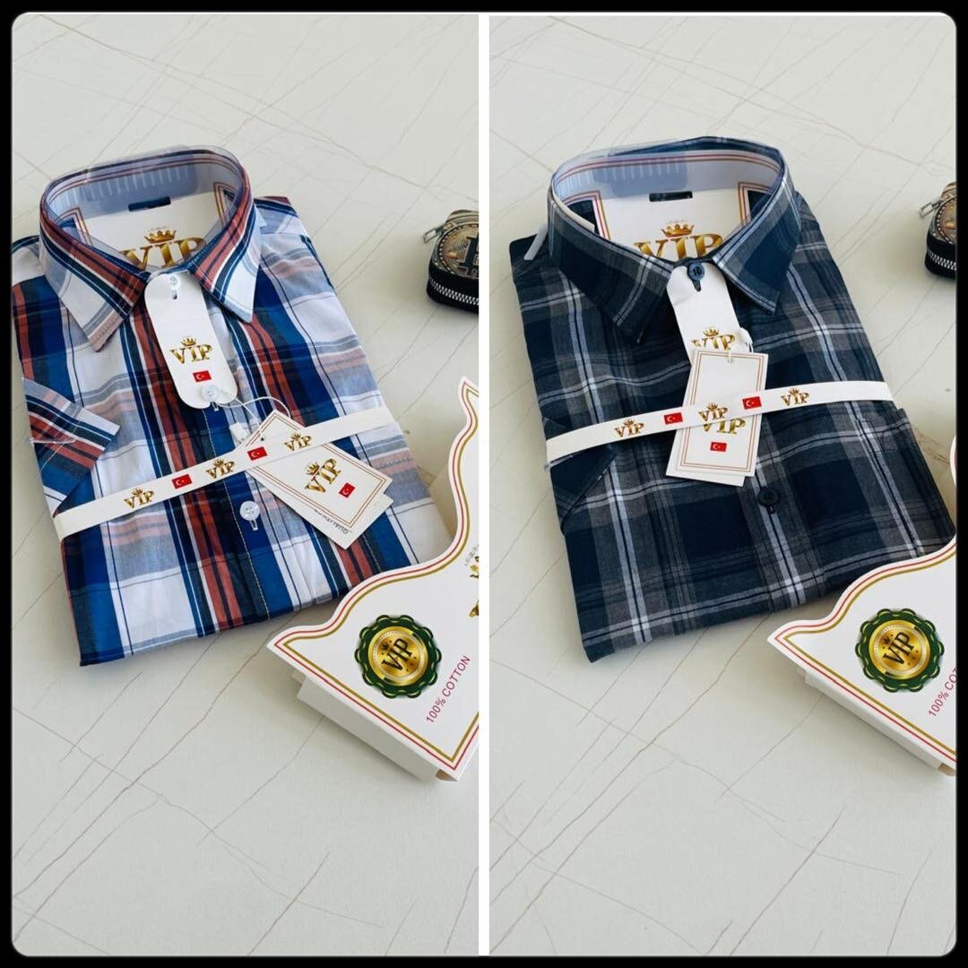 Checked short sleeves