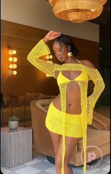 Ensemble crochet jaune été