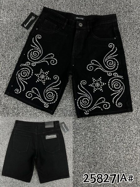 Shorts en denim brodés