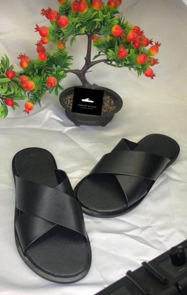 Sandales en cuir noir pour hommes