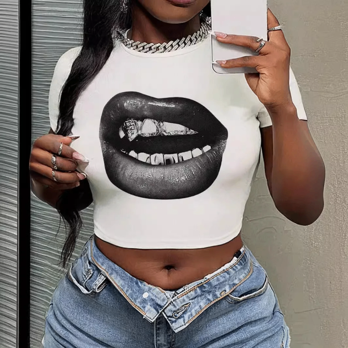 Crop top graphique mode