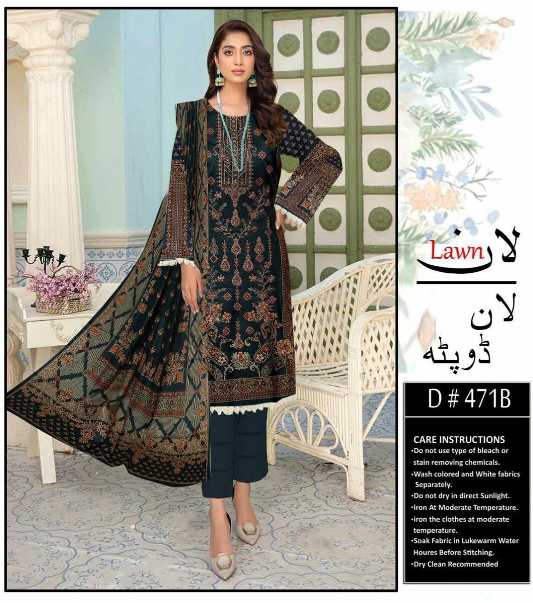 Printed lawn suit