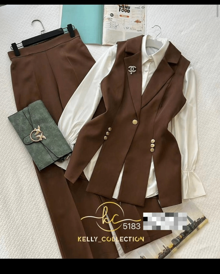 Ensemble élégant femme marron