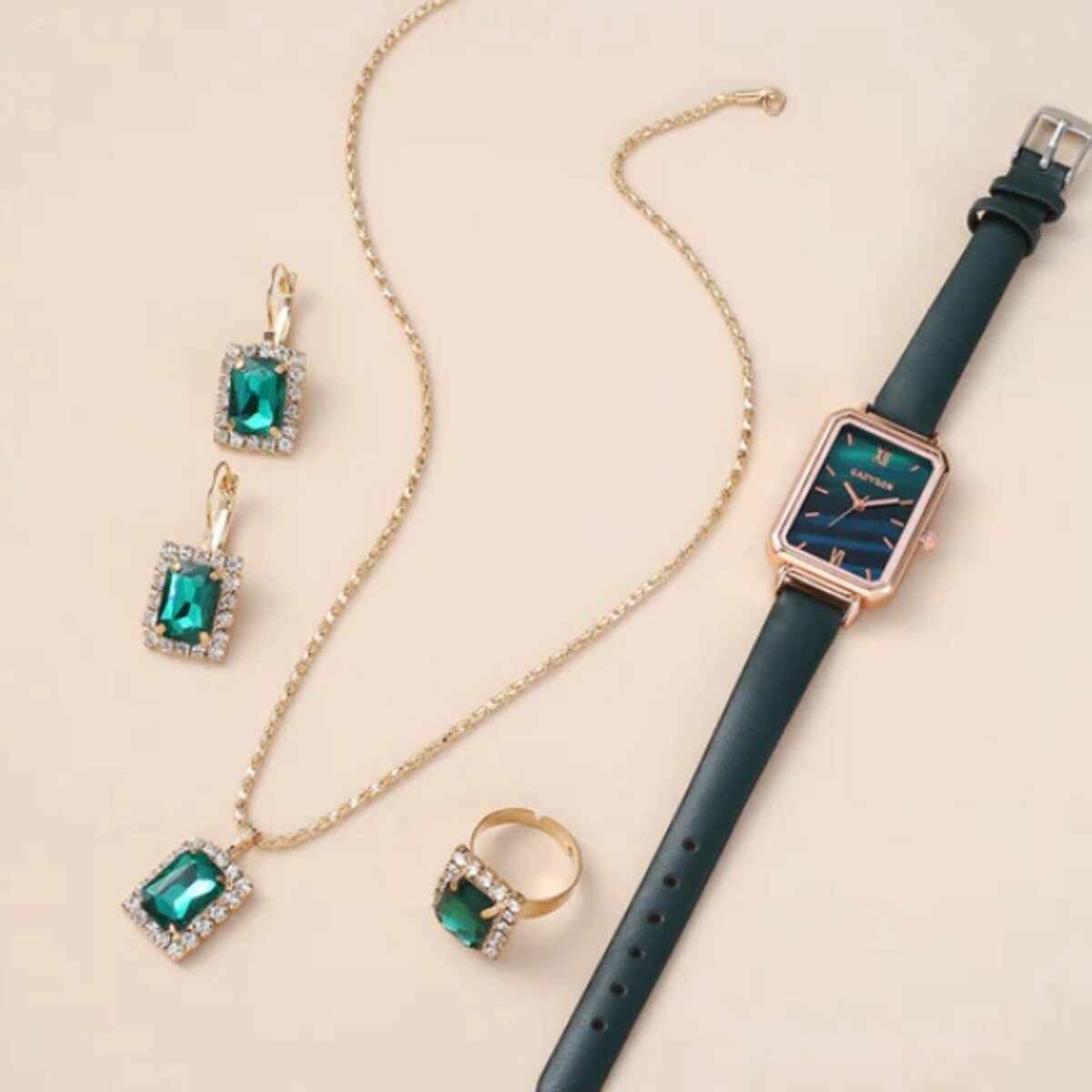 Bekt quartz watch, ring, necklace, earrings ( 4 pieces)