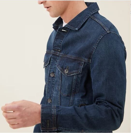 slim fit denim jacket in dark blue
