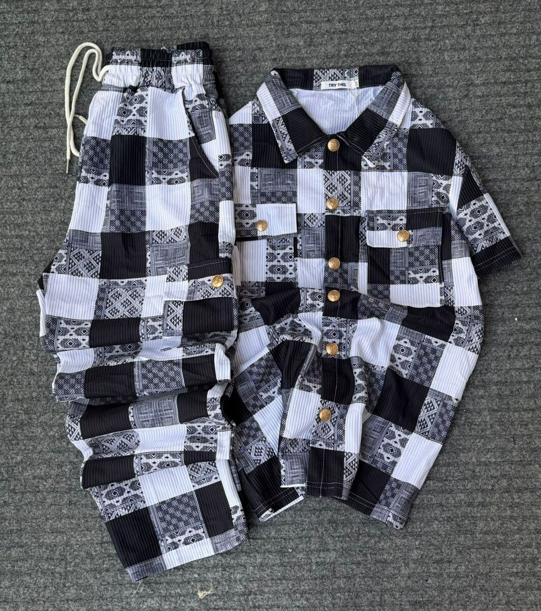 Ensemble Chemise et Pantalon à Carreaux