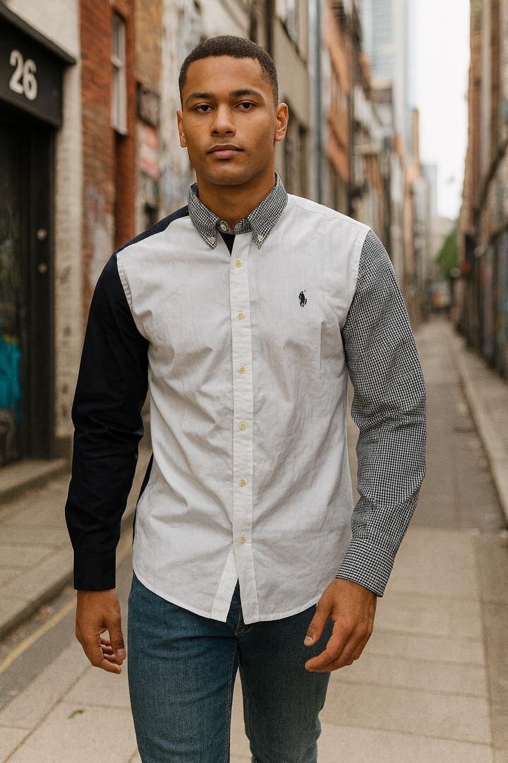 Chemise décontractée patchwork homme