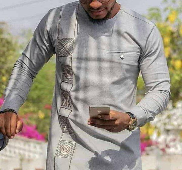 Tunique grise en lin homme