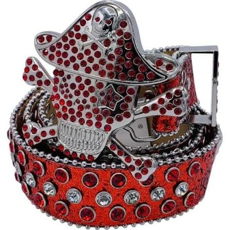 Ceinture Strass Glamour Rouge
