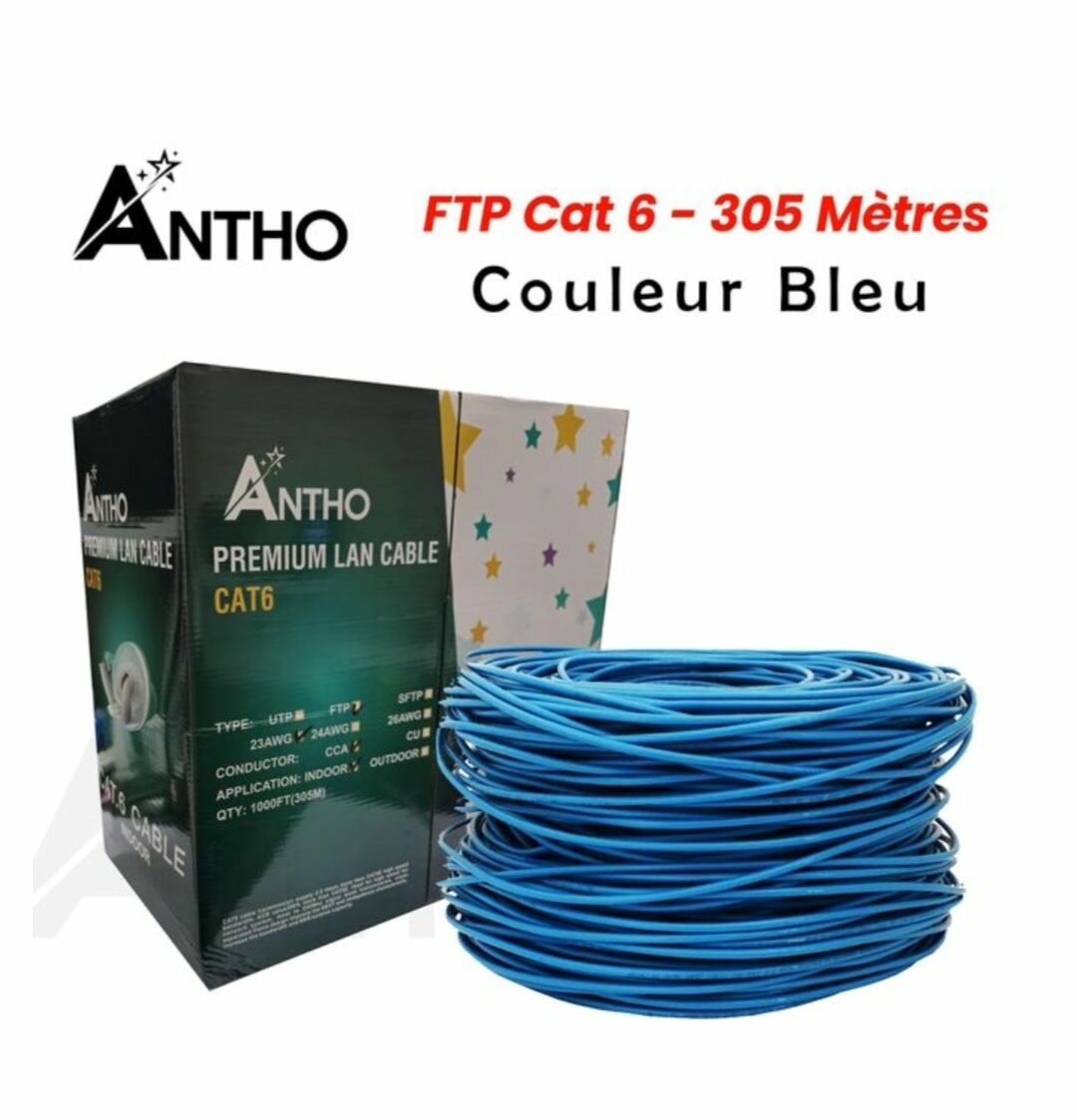 Câble LAN FTP Cat 6 Bleu 305m